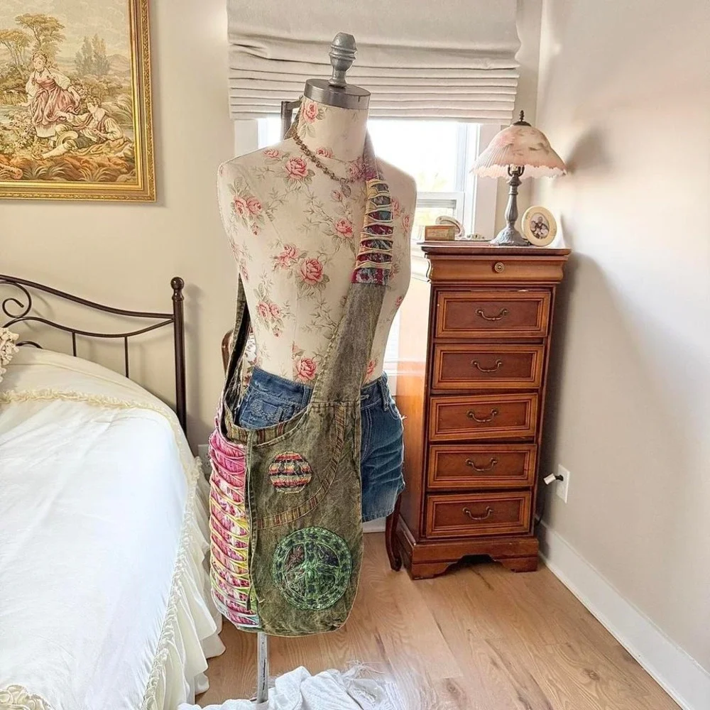 y2k patchwork crossbody bag  y2k patchwork boho sling bag one size - Picture 2 of 6